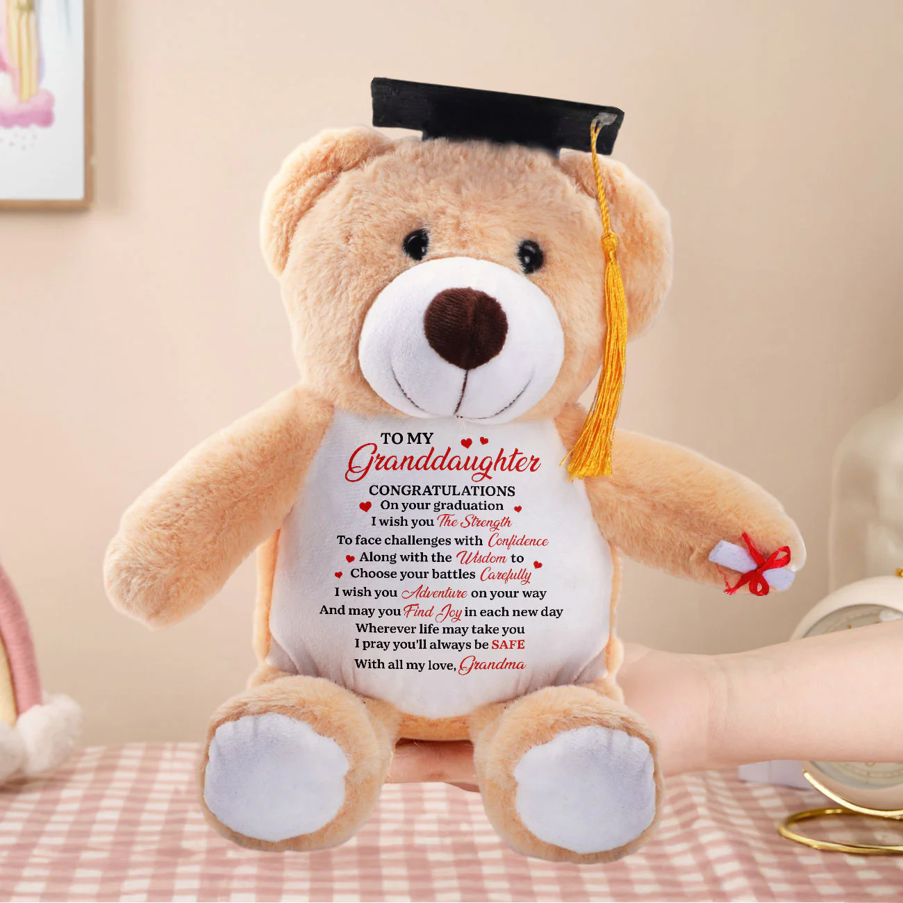 I Wish You The Strength - Personalized Graduation Teddy Bear - Image 4