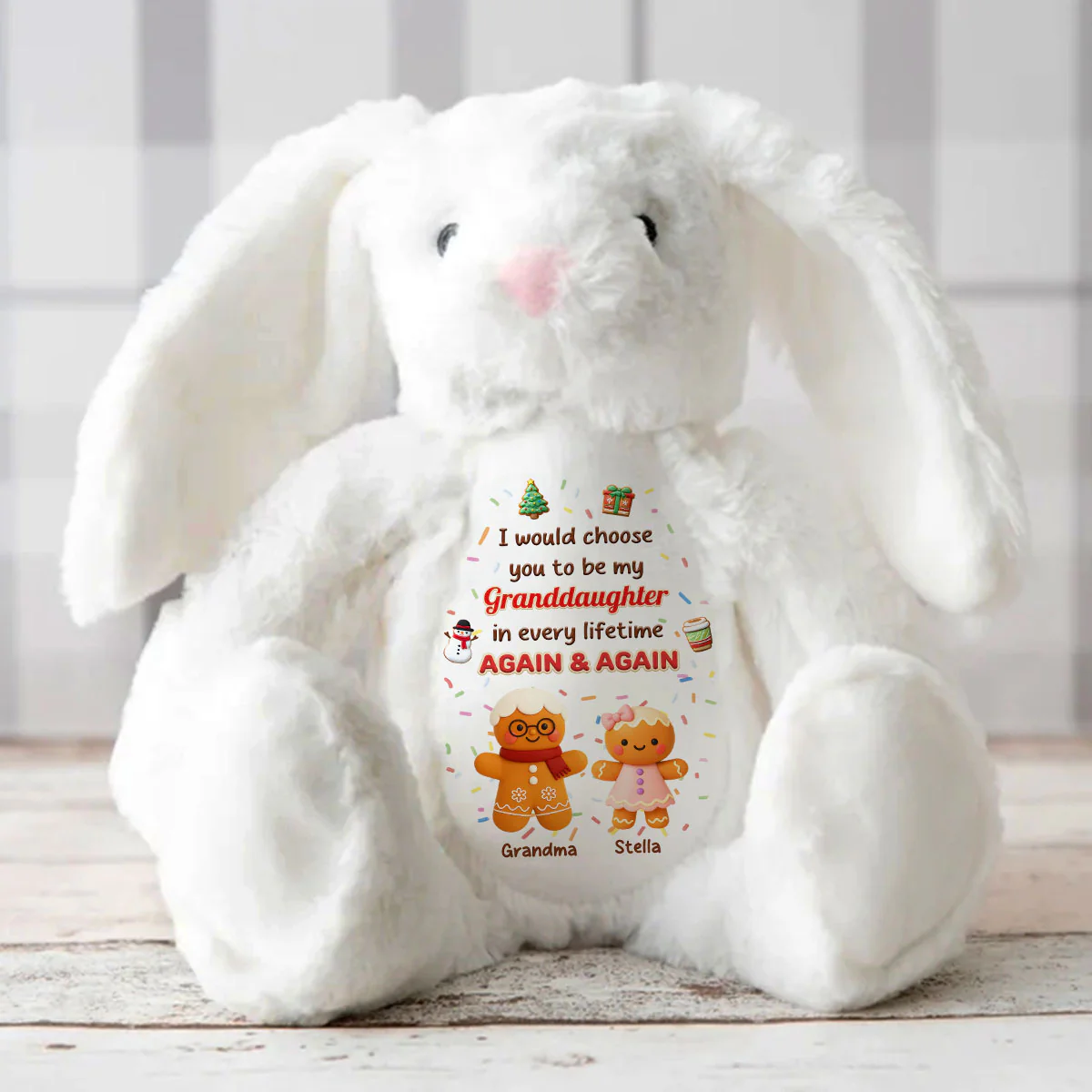 I Would Choose You Forever Again - Personalized Stuffed Bunny - Image 5