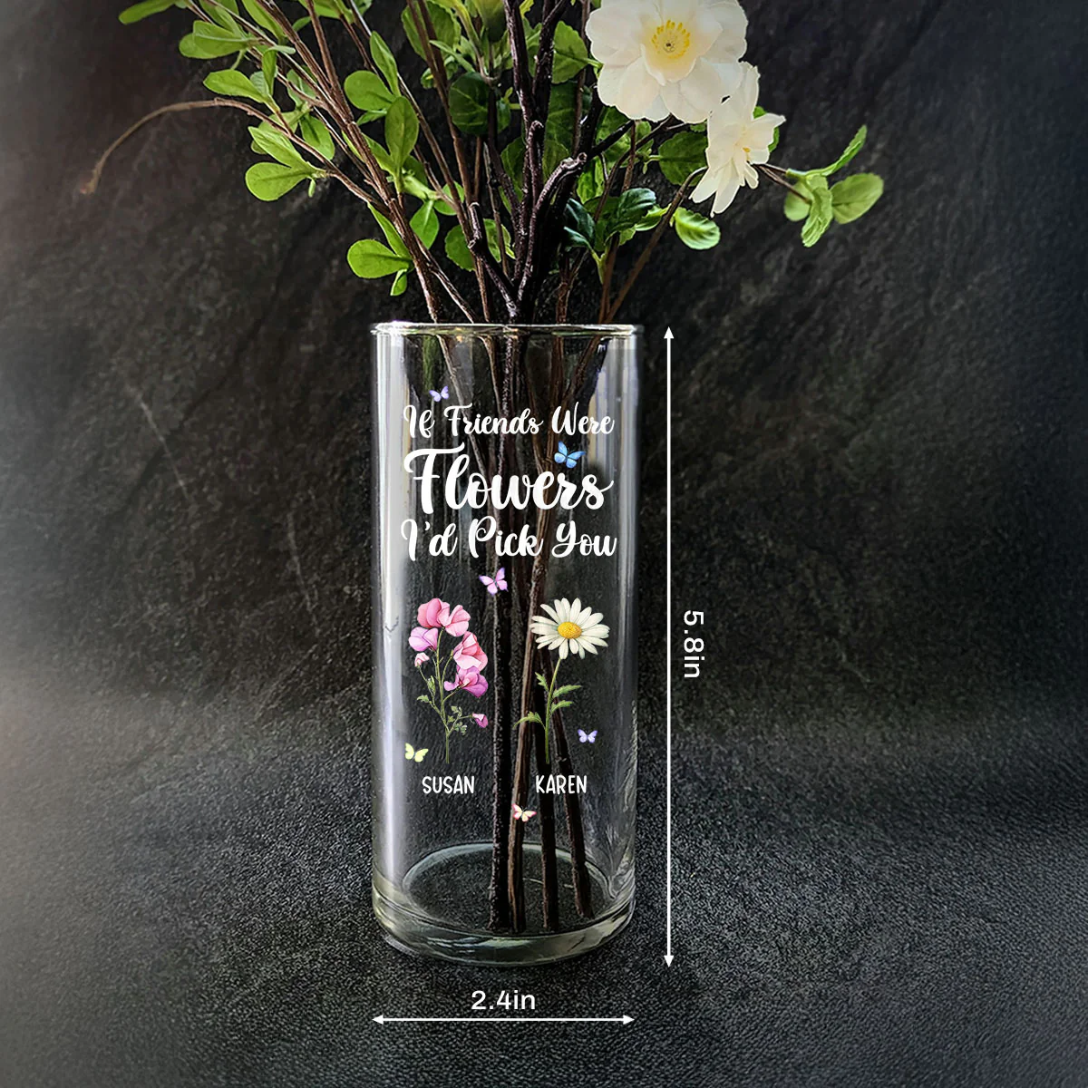 If Besties Were Flowers I'd Pick You - Personalized Glass Vase - Image 4