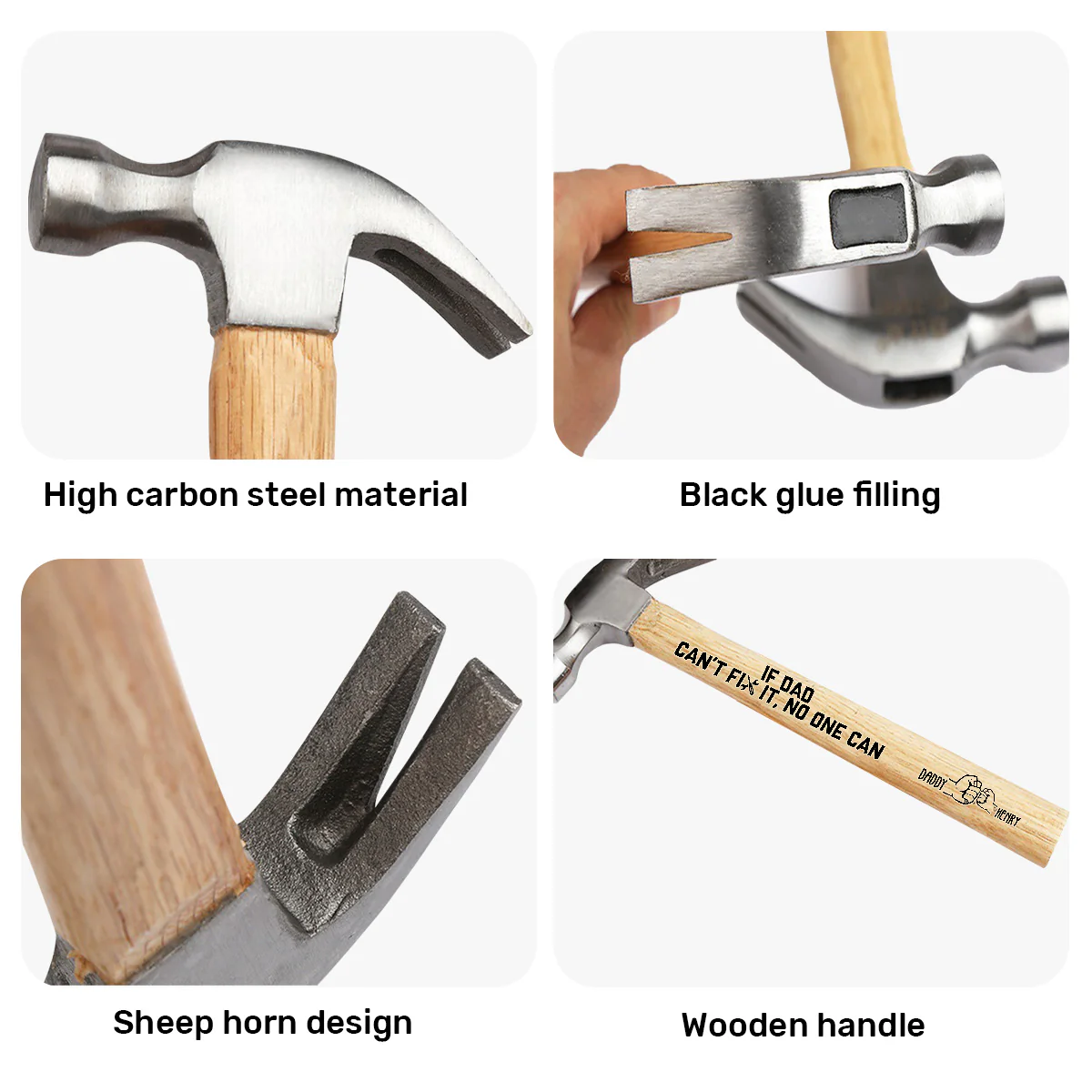 If Dad Can't Fix It No One Can - Personalized Wooden Hammer - Image 5