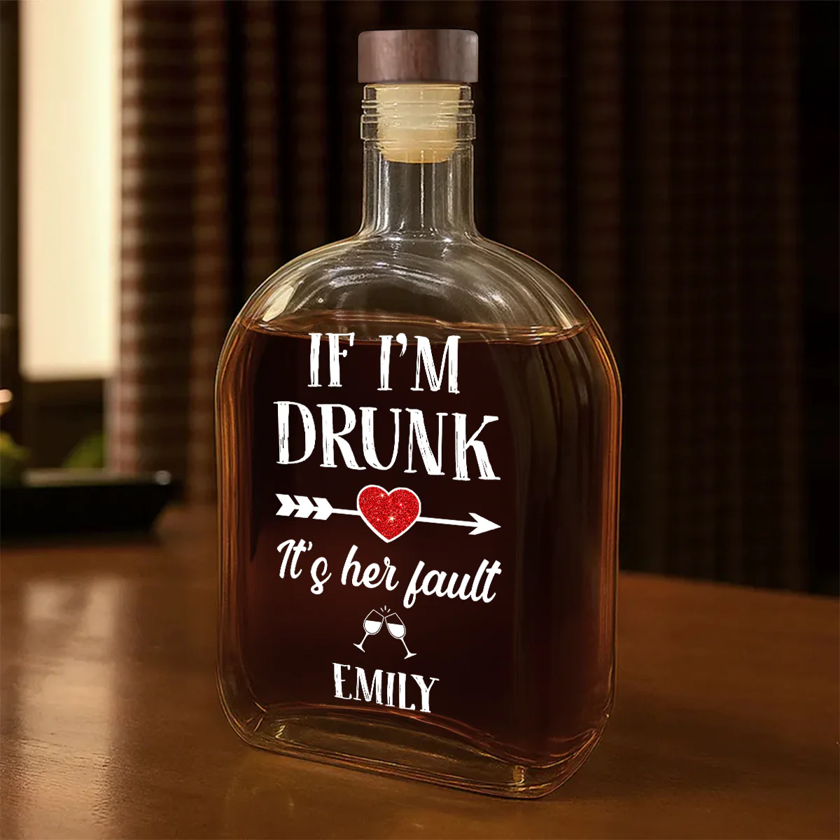 If I'm Drunk It's Her Fault! - Personalized Whiskey Bottle - Image 3