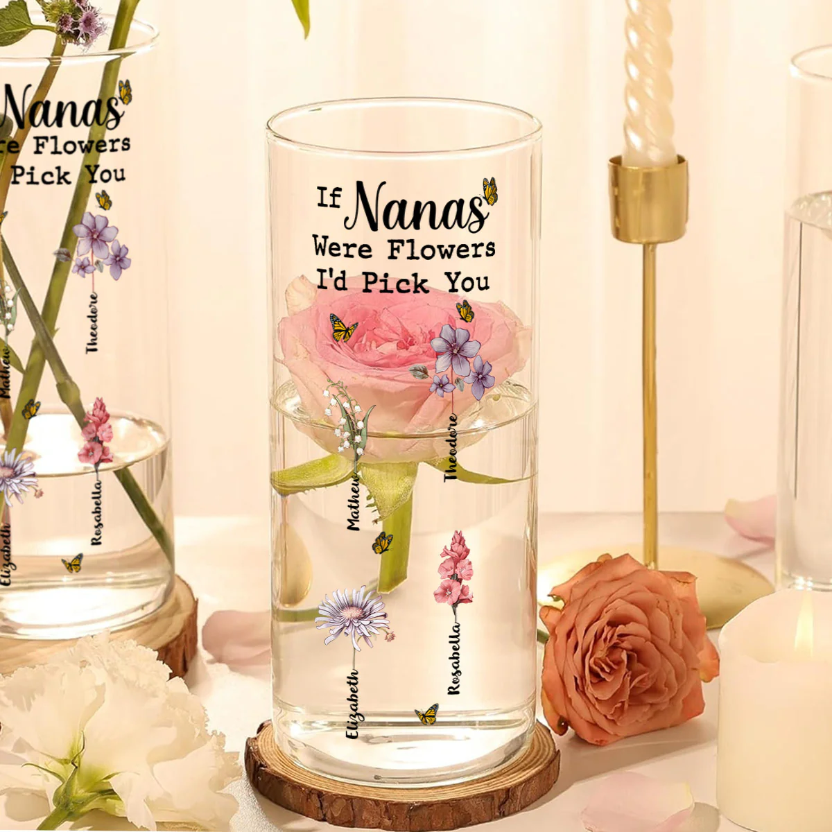 If Nanas Were Flowers I'd Pick You Mom Grandma - Personalized Glass Vase - Image 3