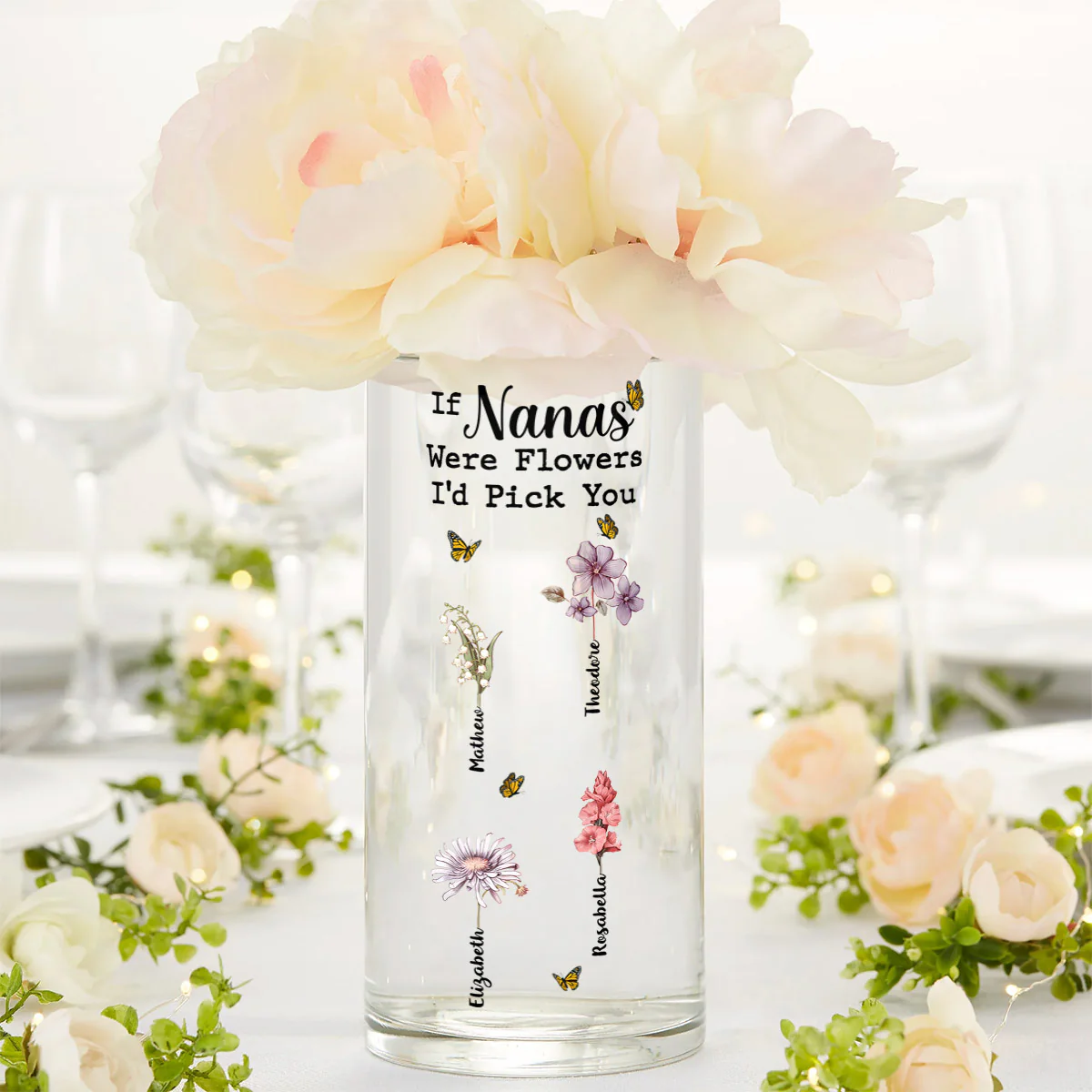 If Nanas Were Flowers I'd Pick You Mom Grandma - Personalized Glass Vase - Image 4