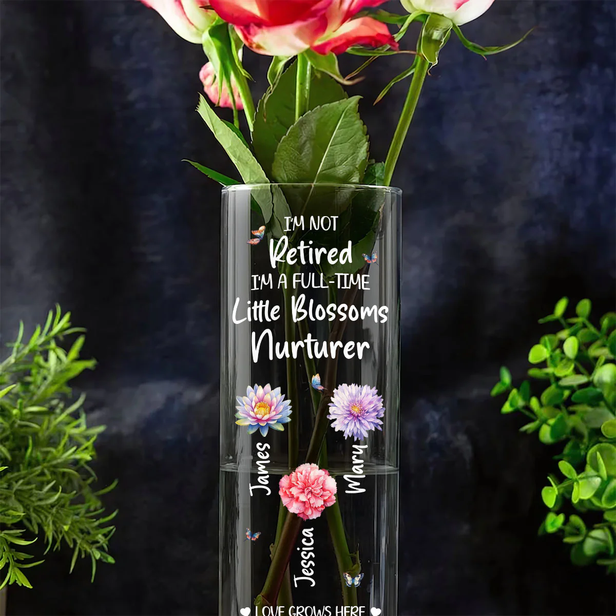 I'm Not Retired I'm A Full-Time Little Blossoms Nurturer - Personalized Glass Vase - Image 6
