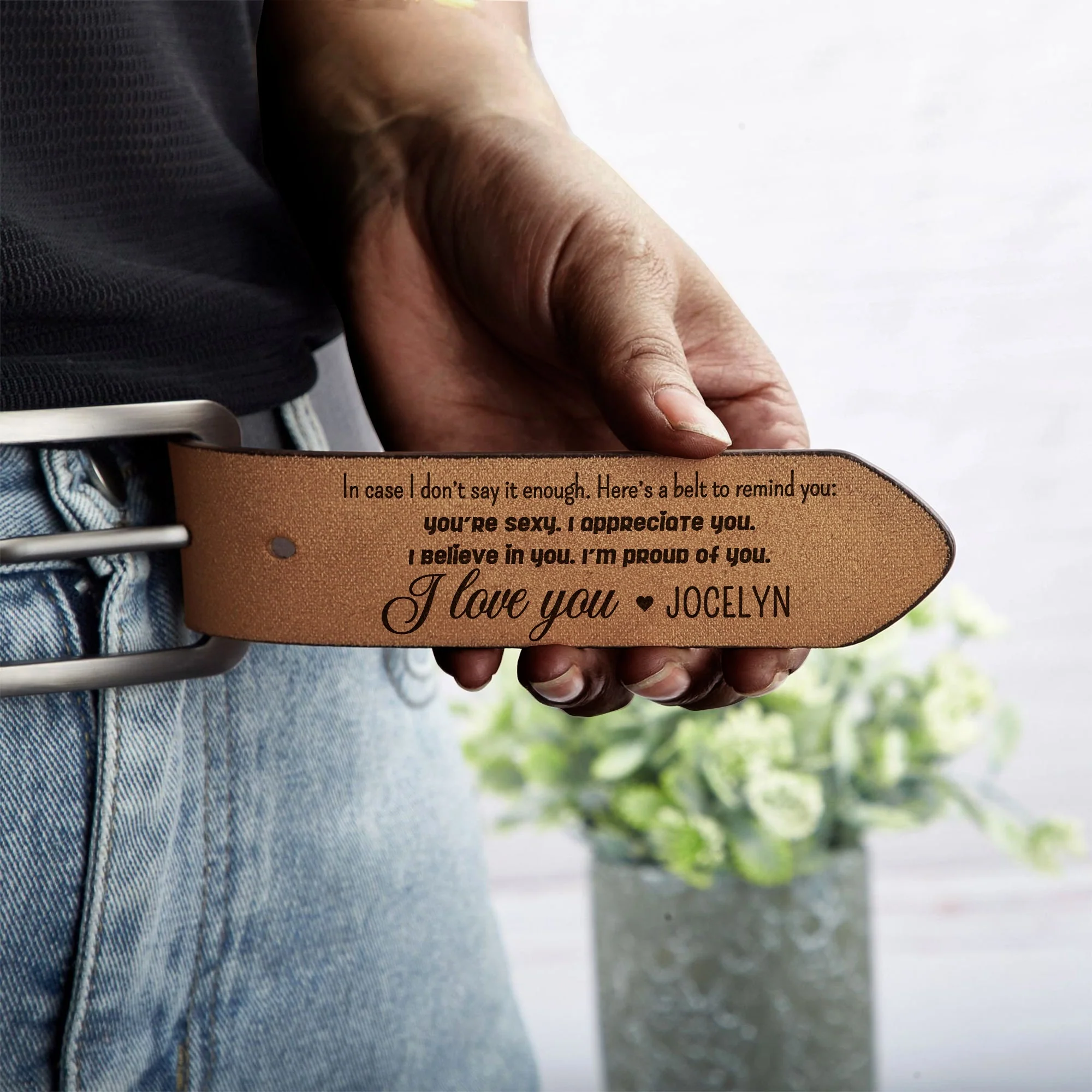I'm Proud Of You - Personalized Engraved Leather Belt - Image 4