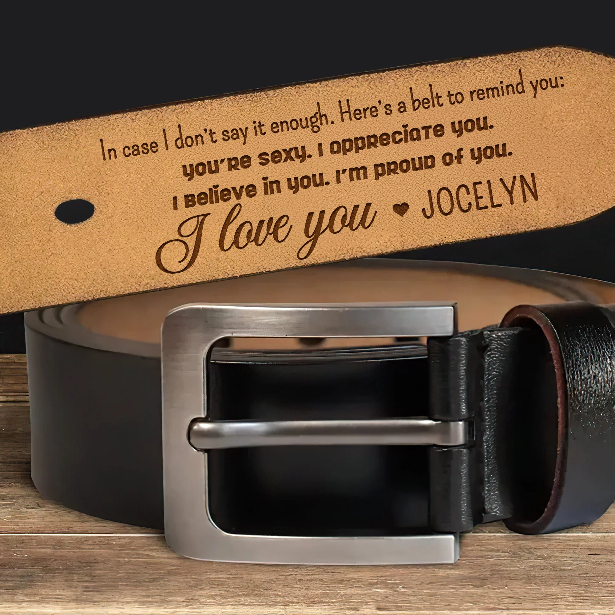 I'm Proud Of You - Personalized Engraved Leather Belt - Image 6