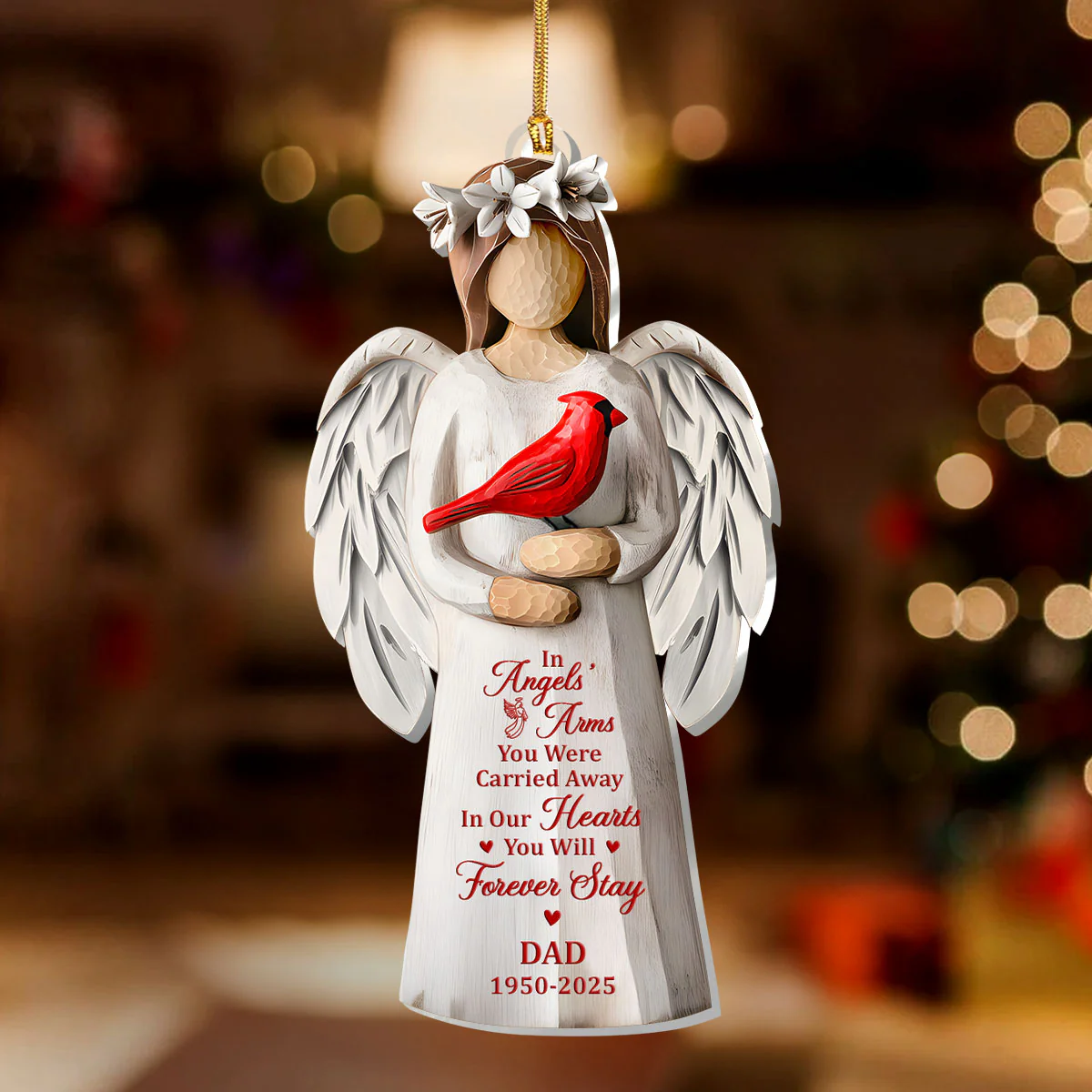 In Angels' Arms - Personalized 1-Layer Acrylic Ornament - Image 2