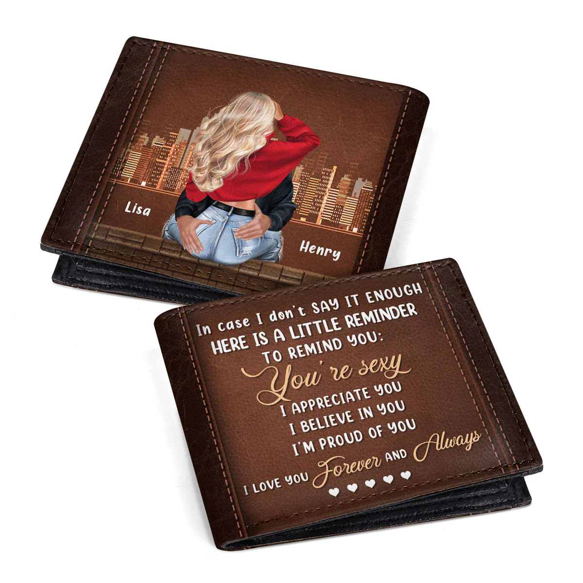 In Case I Don't Say It Enough - Personalized Leather Folded Wallet