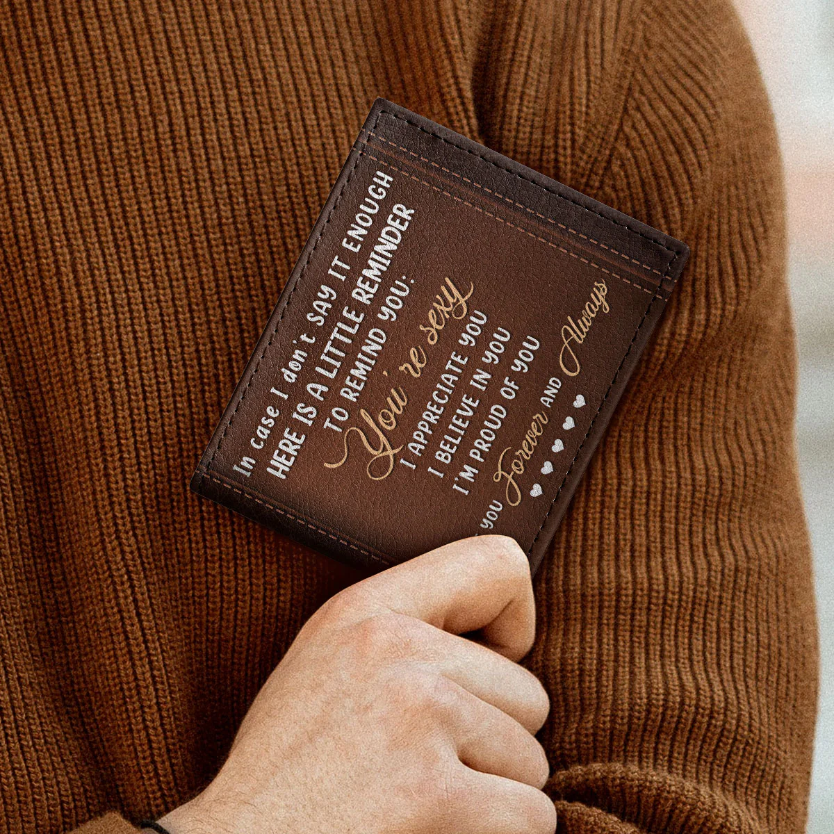 In Case I Don't Say It Enough - Personalized Leather Folded Wallet - Image 3