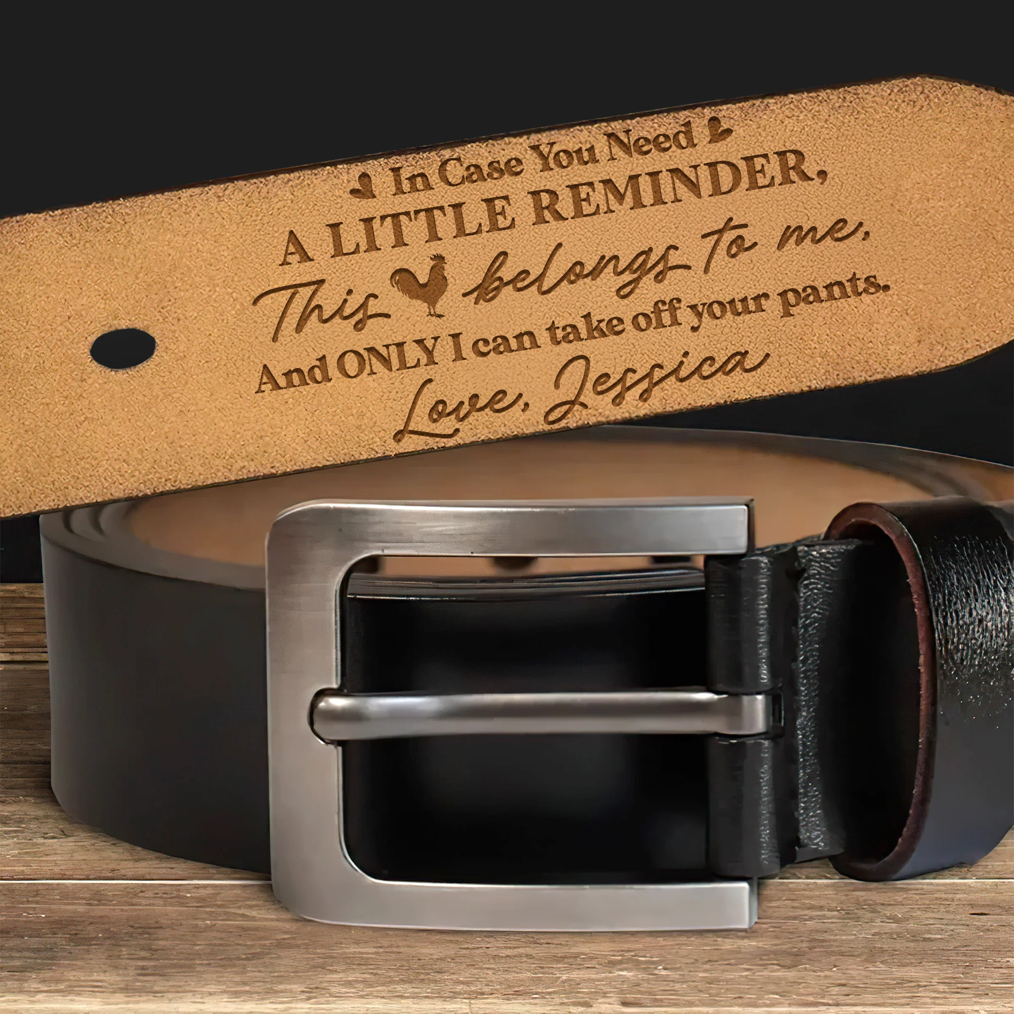In Case You Need A Little Reminder This Belongs To Me - Personalized Engraved Leather Belt - Image 6