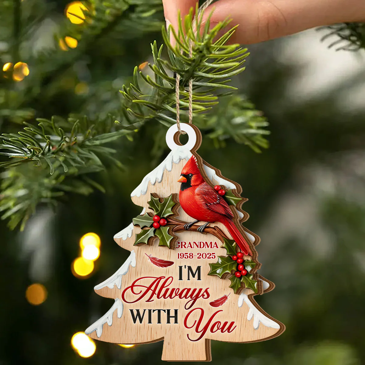 In Loving Memory - Personalized 2-Layered Wooden Ornament - Image 2