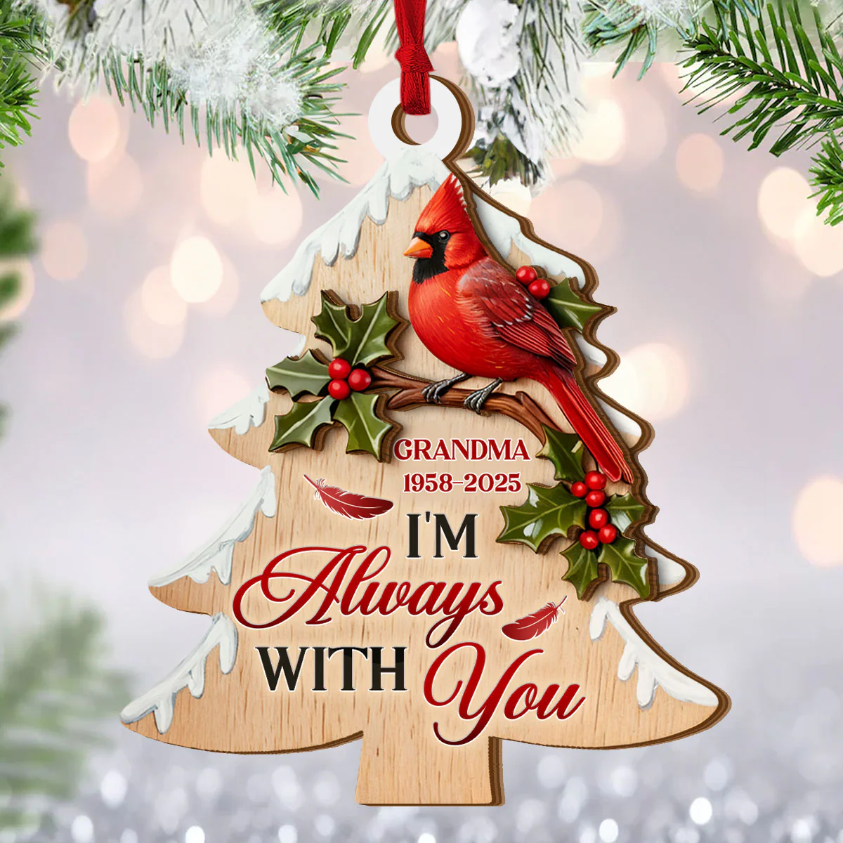 In Loving Memory - Personalized 2-Layered Wooden Ornament - Image 4