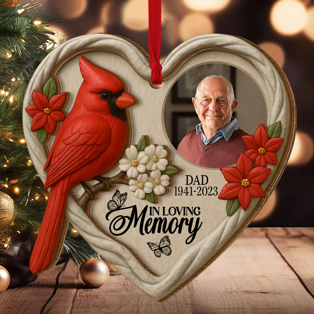 In Loving Memory - Personalized 2-Layered Wooden Ornament - Image 3