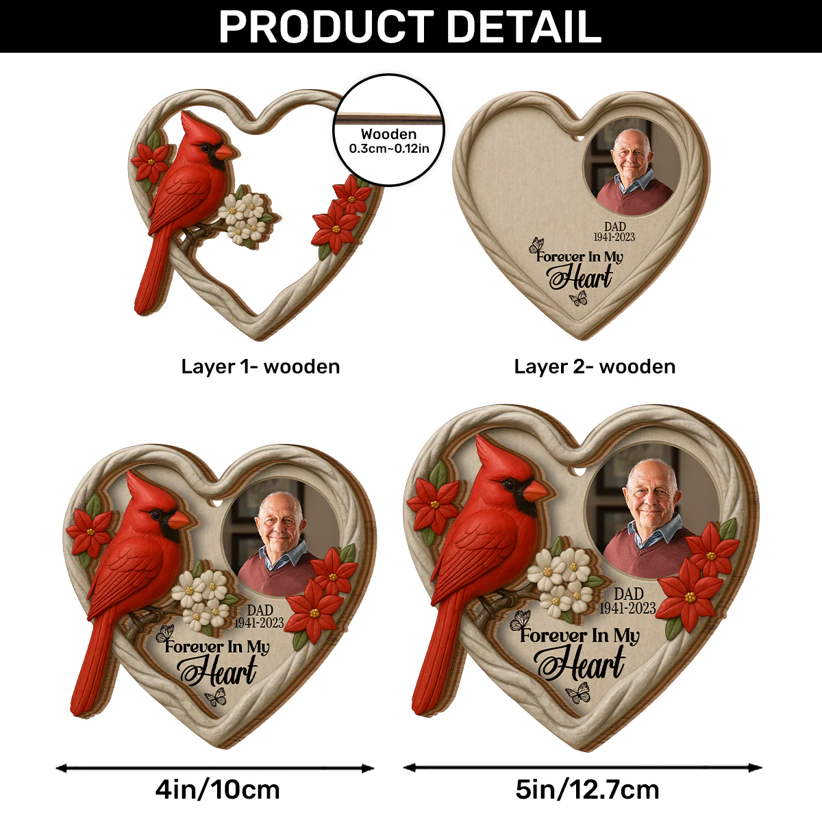 In Loving Memory - Personalized 2-Layered Wooden Ornament - Image 5