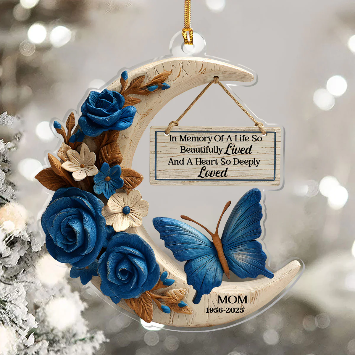 In Memory Of A Life So Beautifully Lived - Personalized 1-Layer Acrylic Ornament - Image 5
