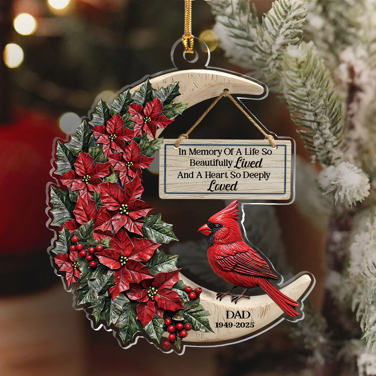 In Memory Of A Life So Beautifully Lived - Personalized 1-Layer Acrylic Ornament - Image 6