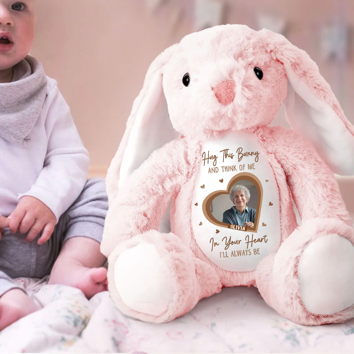 In Your Heart I’ll Always Be - Personalized Stuffed Bunny - Image 2