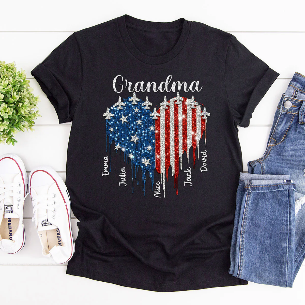 Independence Heart Grandma - Personalized 2D Unisex T-shirt - Image 2