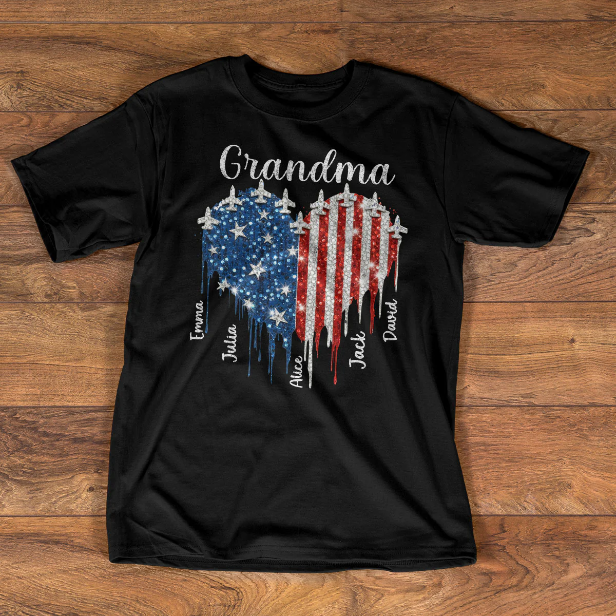 Independence Heart Grandma - Personalized 2D Unisex T-shirt - Image 3