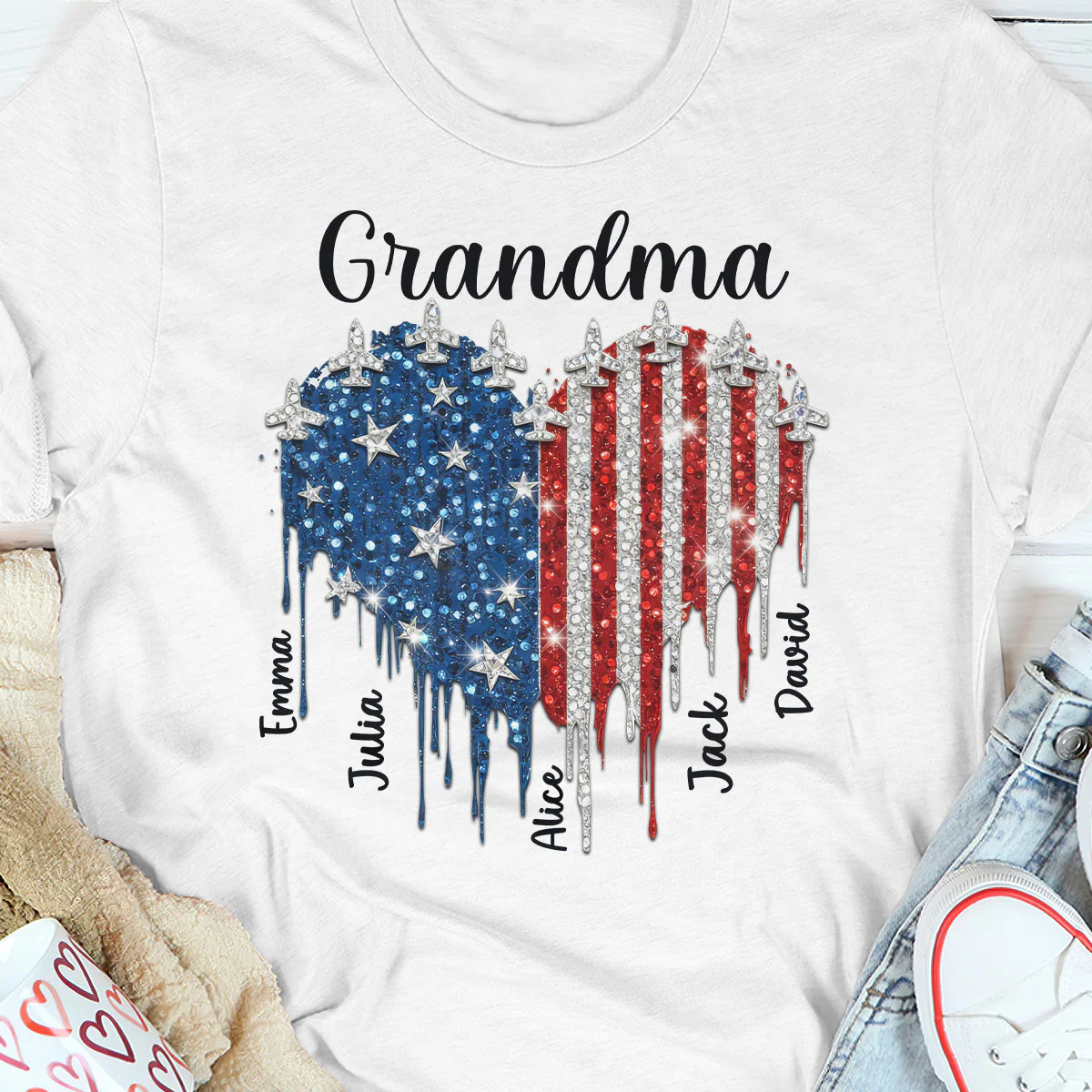 Independence Heart Grandma - Personalized 2D Unisex T-shirt - Image 8