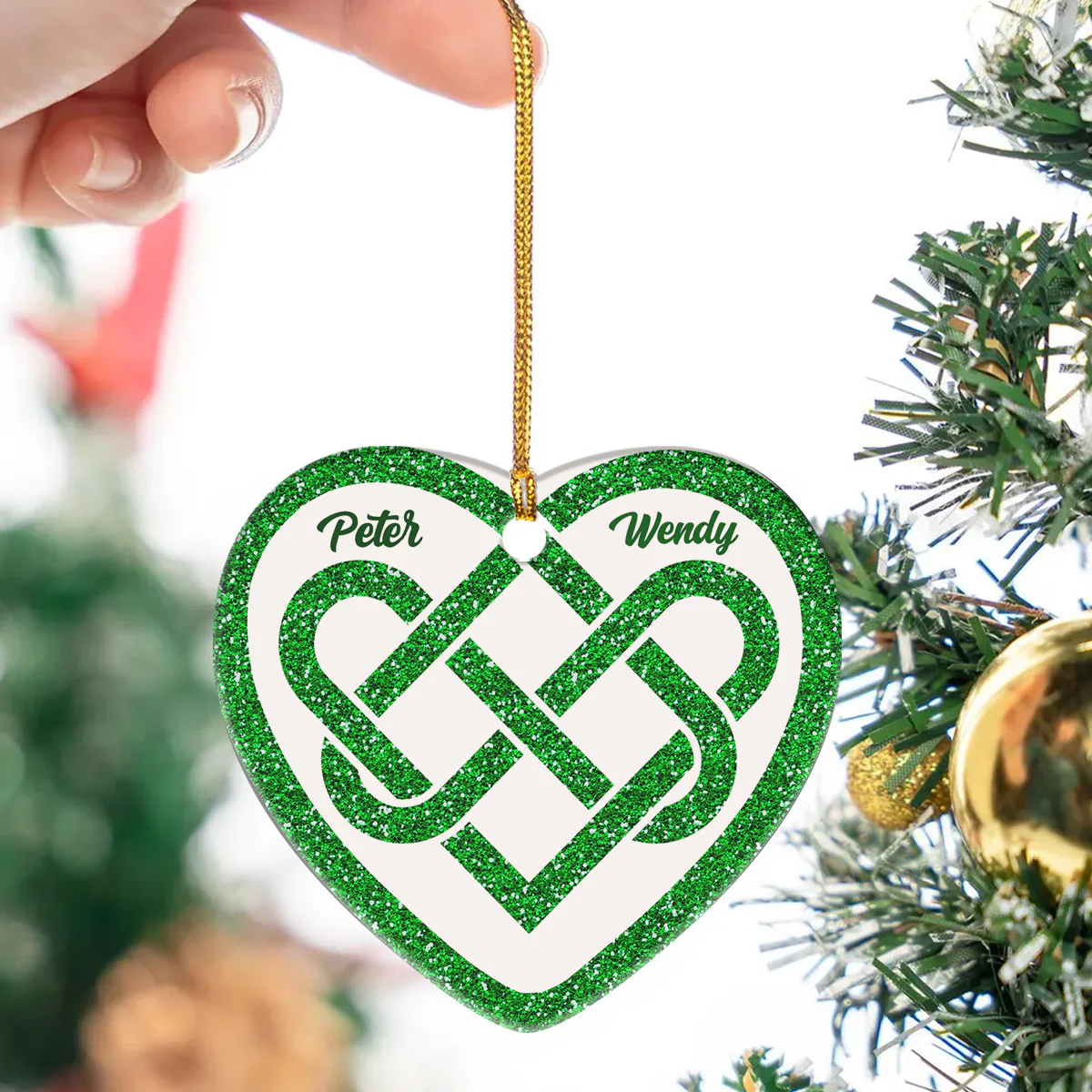 Infinite Love - Personalized Heart Shaped Ceramic Ornament - Image 3