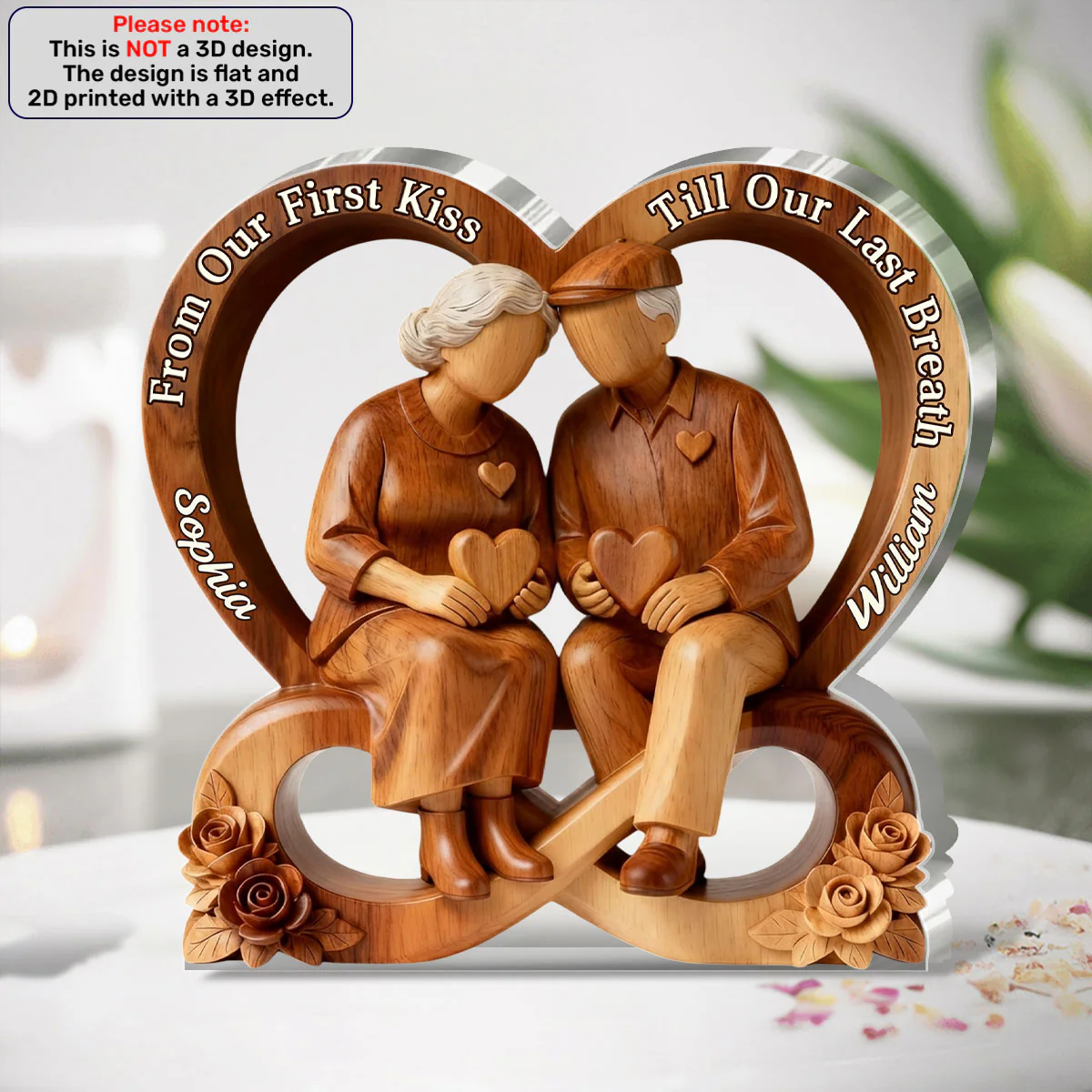 Infinity Heart Couple Keepsake - Personalized Custom Shaped Acrylic Plaque