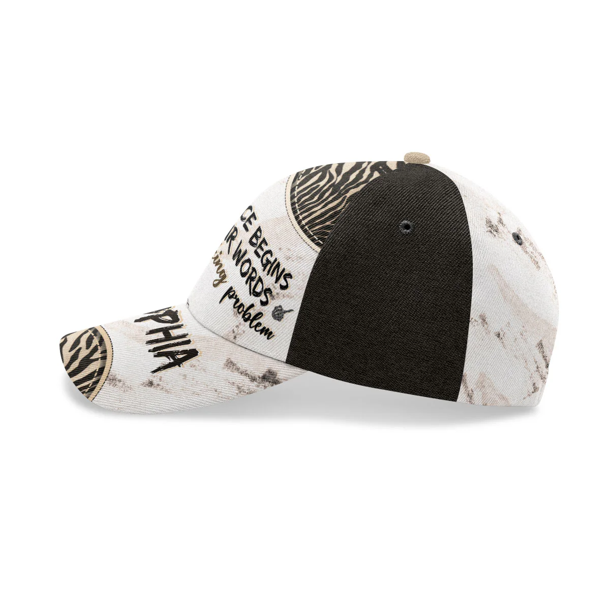 Inner Peace Begins With For Words - Personalized Classic Cap - Image 3