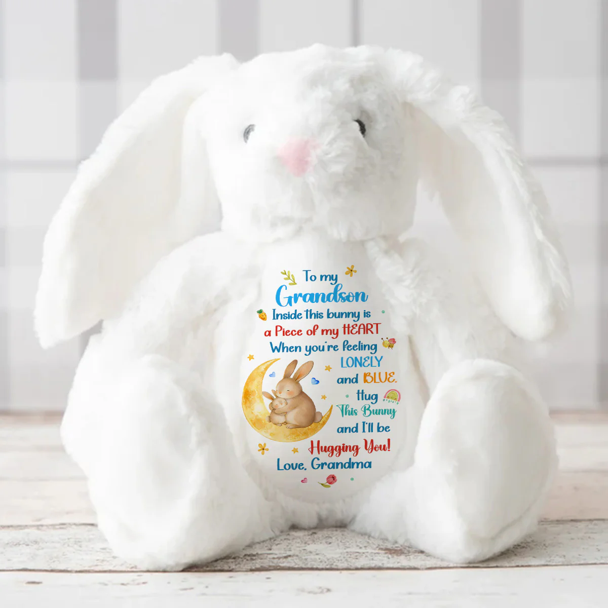 Inside This Bunny Grandma And Grandchild - Personalized Stuffed Bunny - Image 3