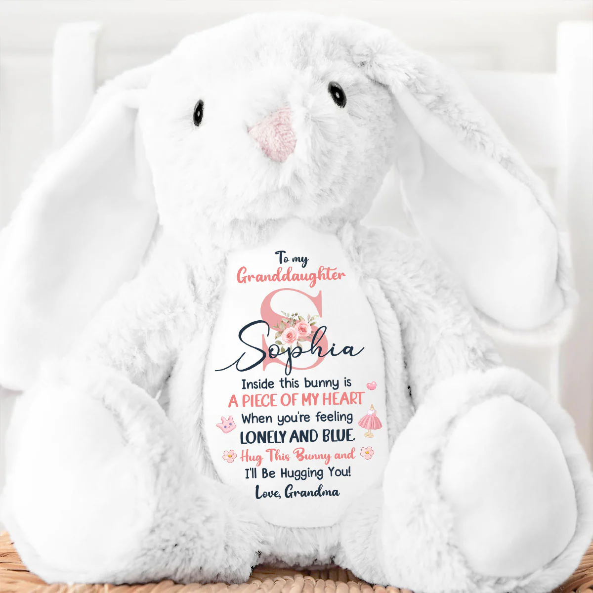Inside This Bunny Is A Piece Of My Heart - Personalized Stuffed Bunny