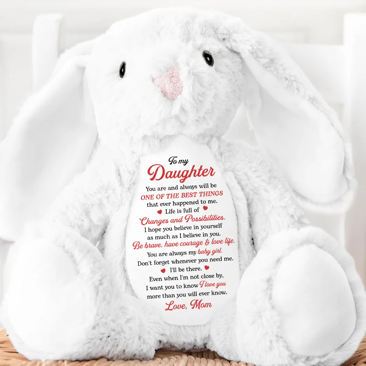 Inspirational Back To School Message - Personalized Stuffed Bunny