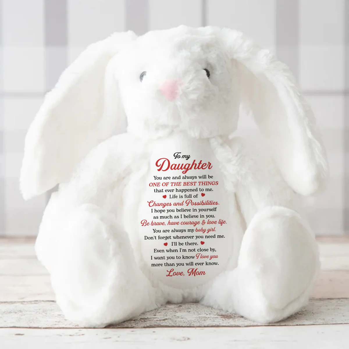 Inspirational Back To School Message - Personalized Stuffed Bunny - Image 3