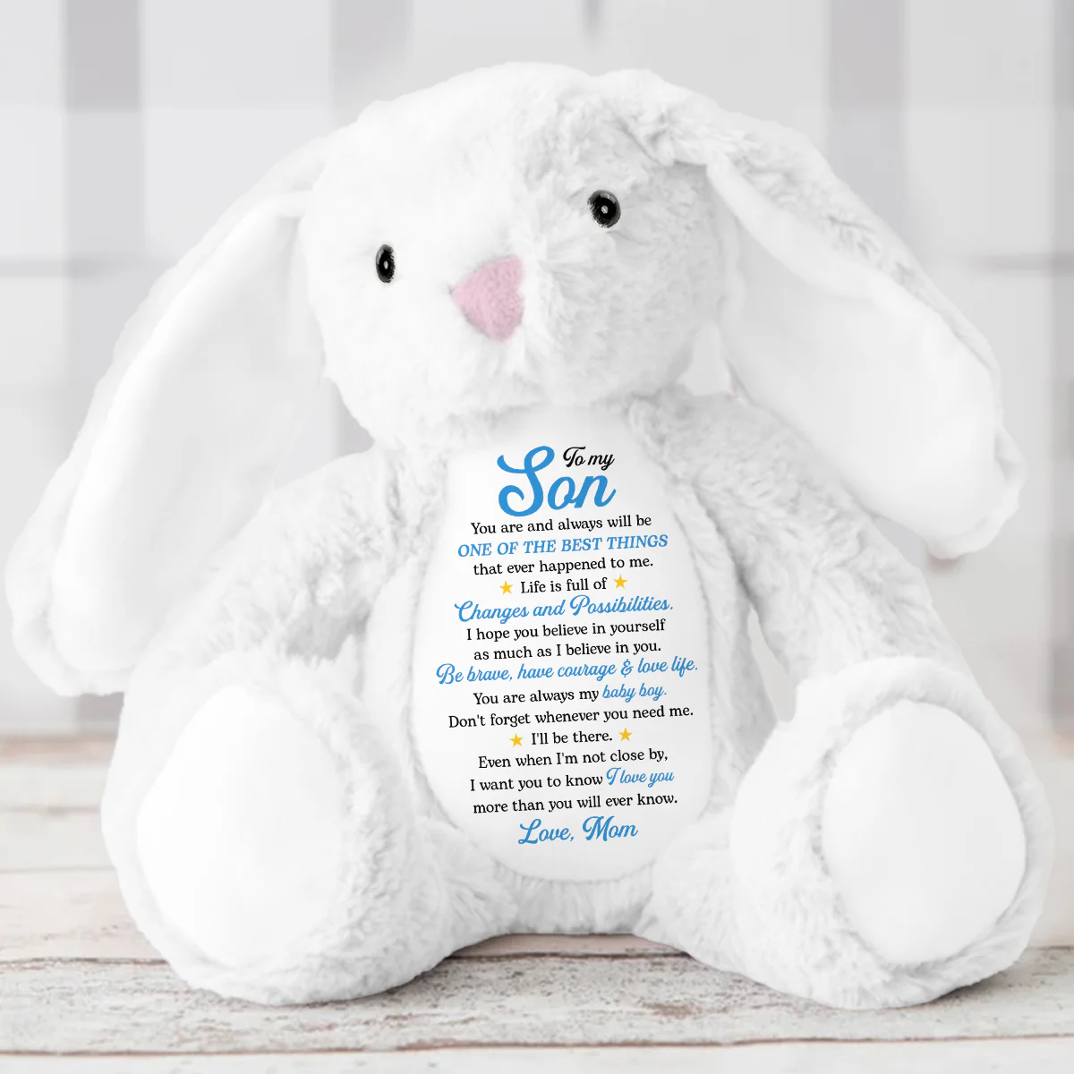 Inspirational Back To School Message - Personalized Stuffed Bunny - Image 5