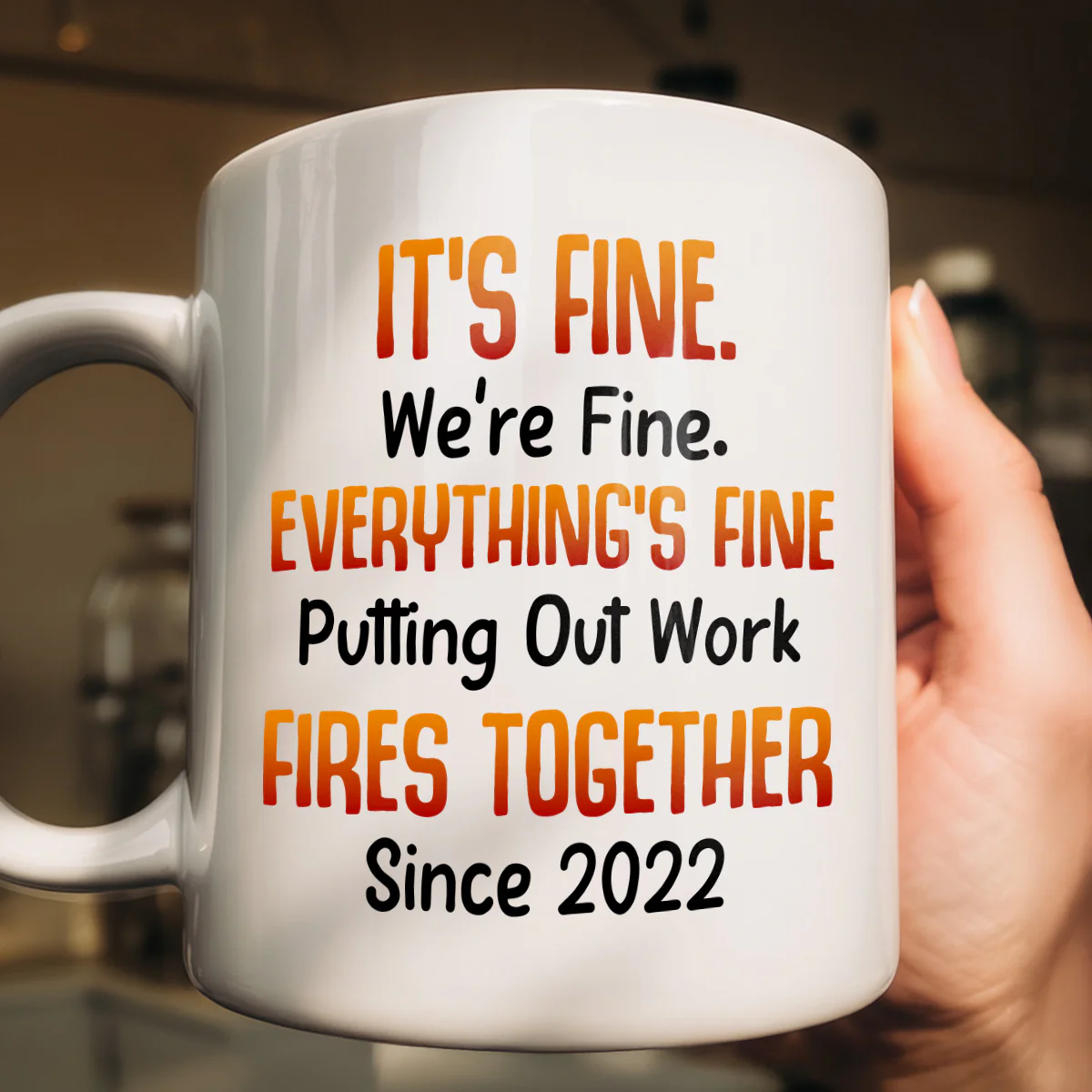 It’s Fine We’re Fine Everything’s Fine - Personalized Ceramic Coffee Mug - Image 2