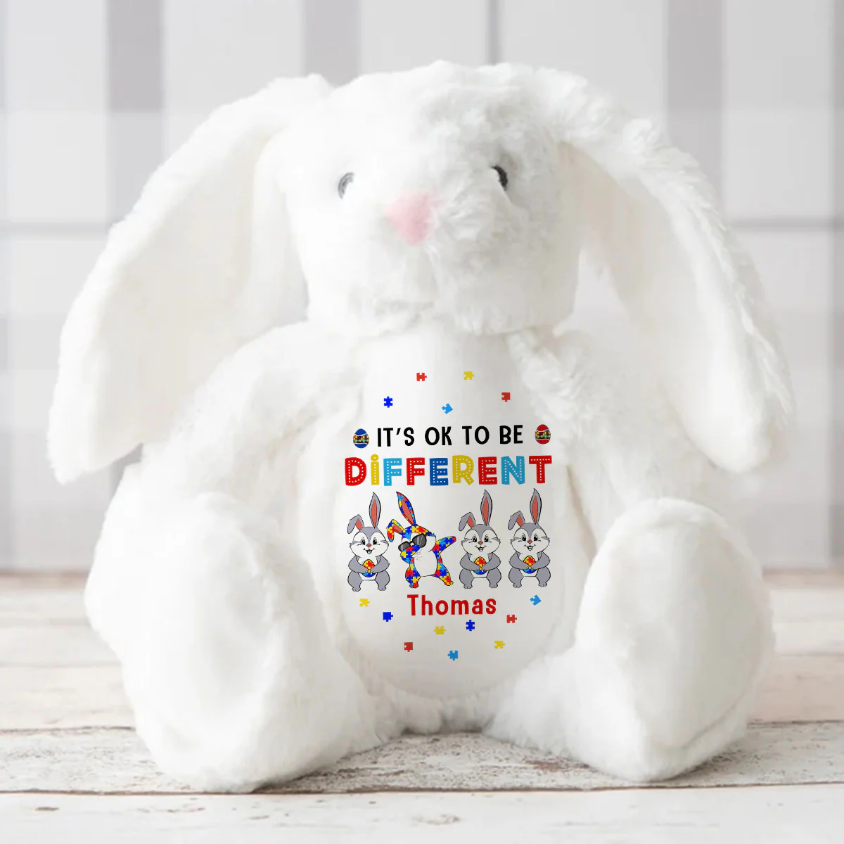 It’s Ok To Be Different - Personalized Stuffed Bunny - Image 3