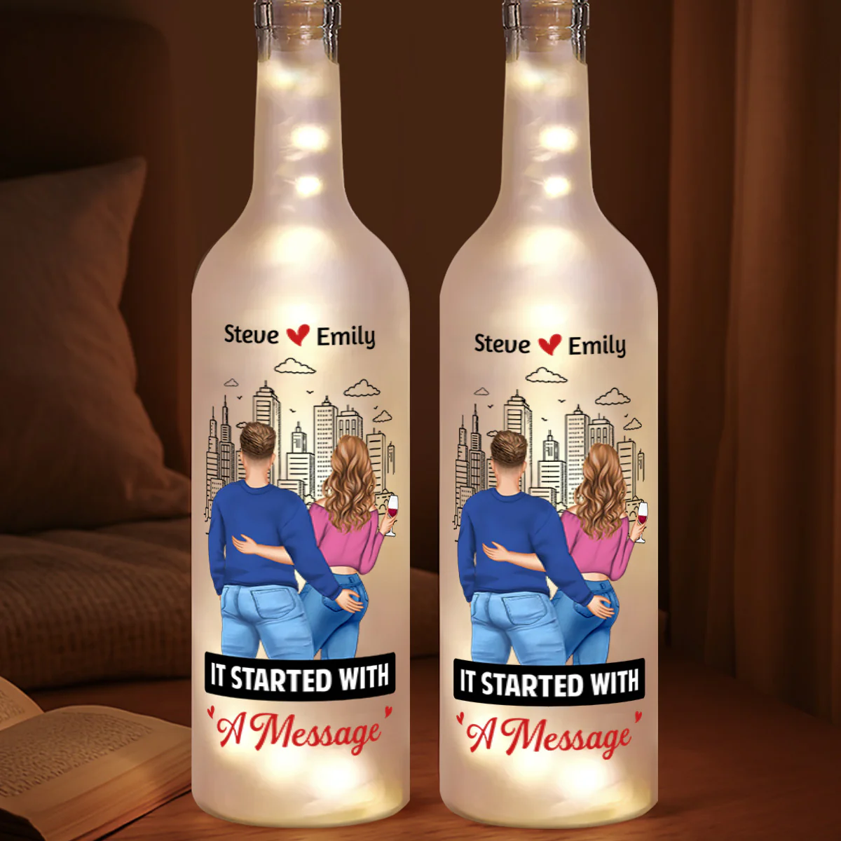 It Started With A Message - Personalized Bottle Lamp - Image 4