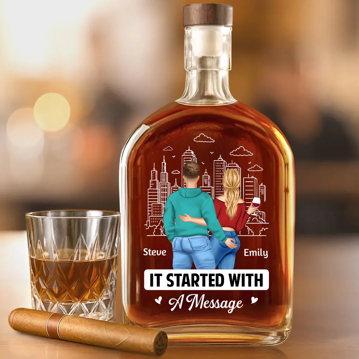 It Started With A Message - Personalized Whiskey Bottle - Image 2