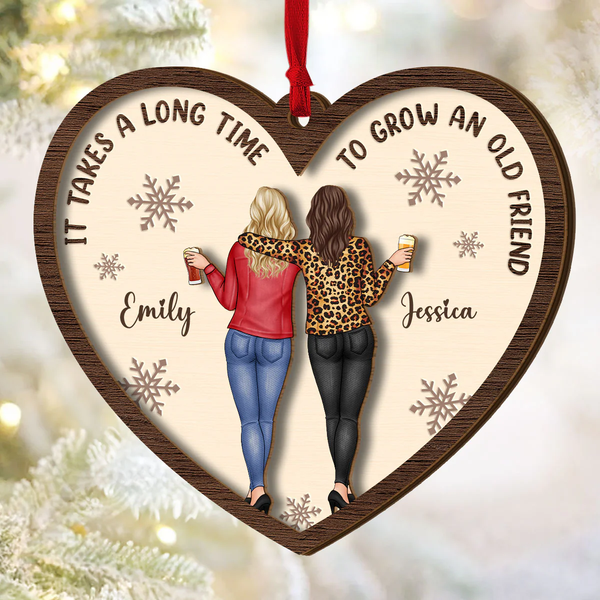 It Take A Long Time To Grow An Old Friend - Personalized 2-Layered Wooden Ornament