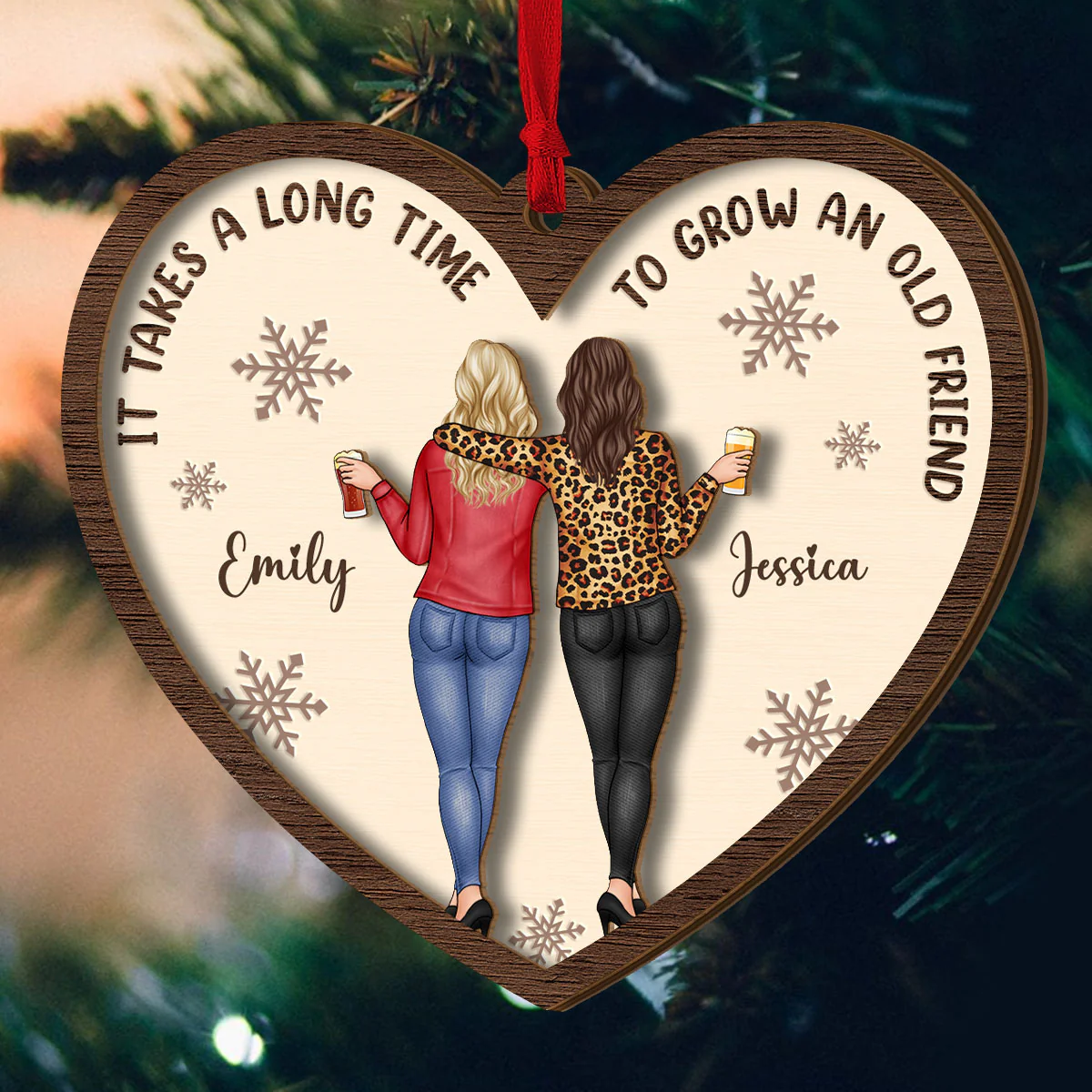 It Take A Long Time To Grow An Old Friend - Personalized 2-Layered Wooden Ornament - Image 5