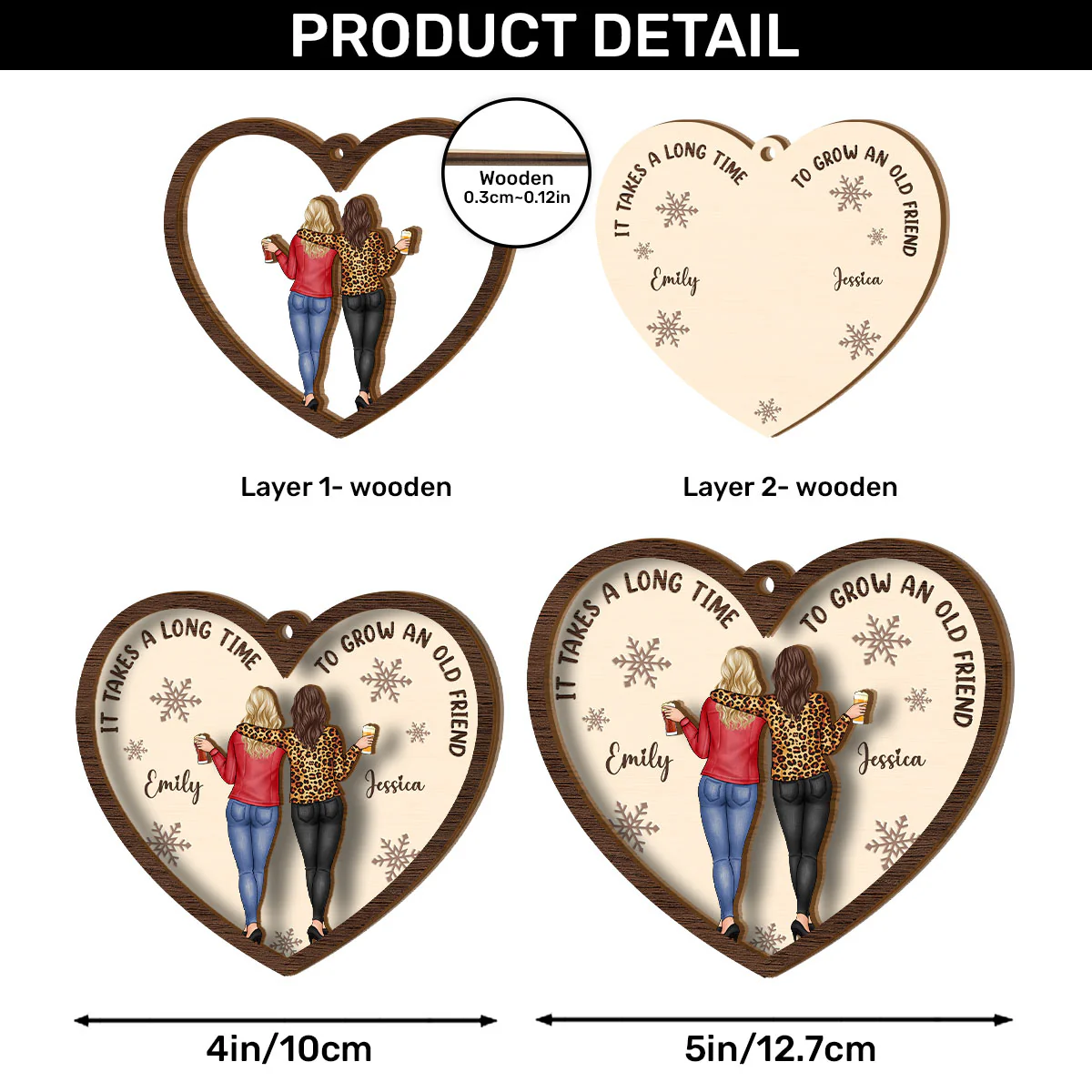 It Take A Long Time To Grow An Old Friend - Personalized 2-Layered Wooden Ornament - Image 6