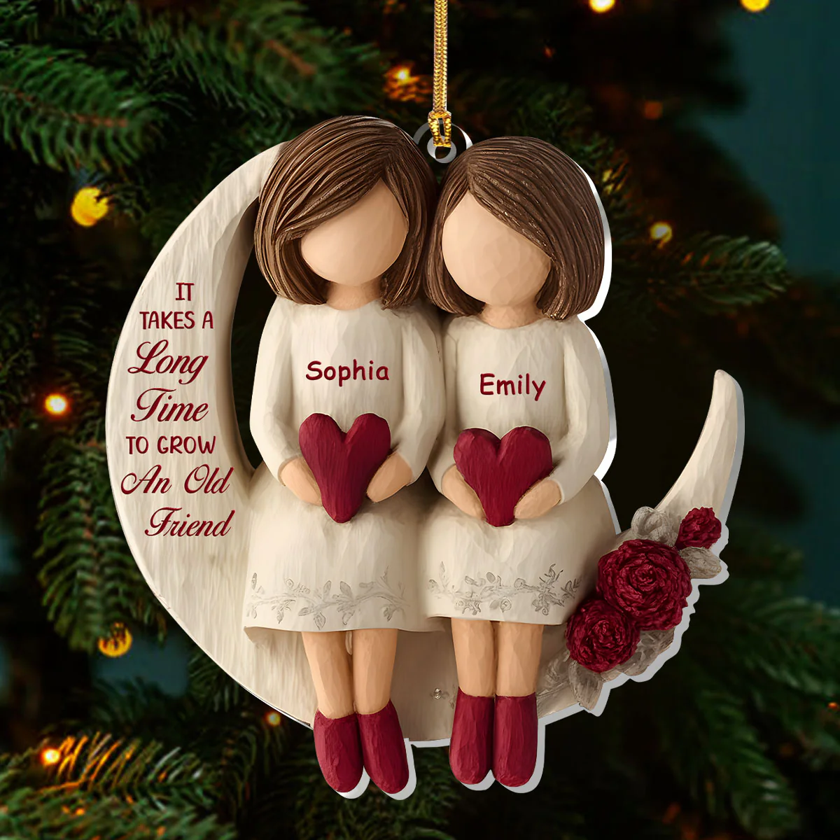 It Takes A Long Time To Grow An Old Friend - Personalized 1-Layer Acrylic Ornament - Image 3