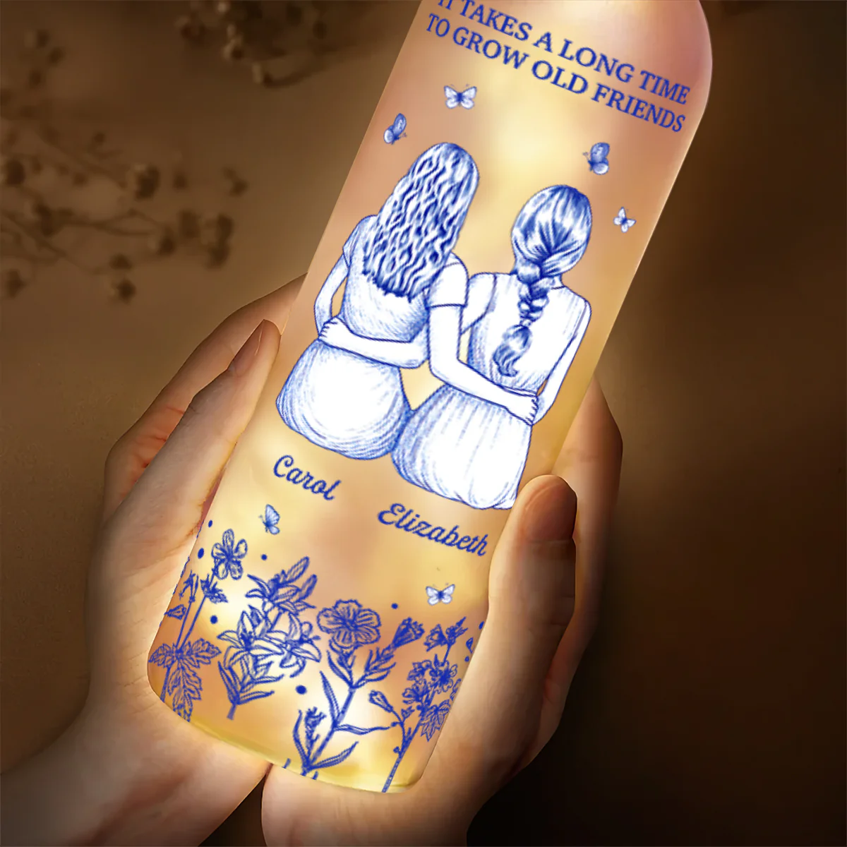 It Takes A Long Time To Grow Old Friends - Personalized Bottle Lamp - Image 3