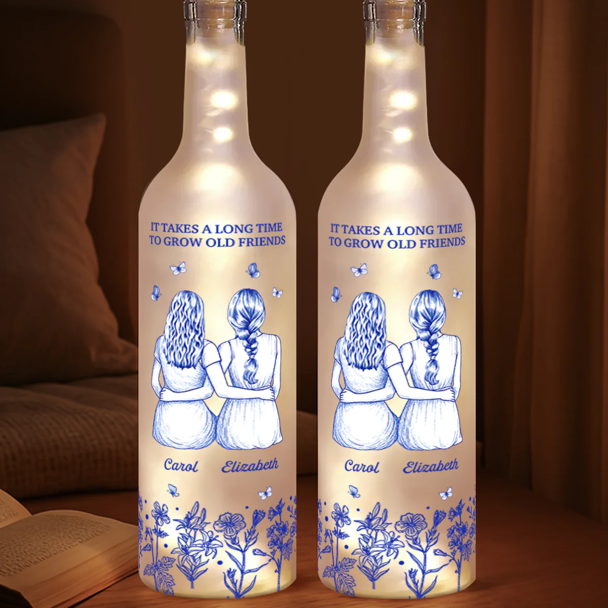 It Takes A Long Time To Grow Old Friends - Personalized Bottle Lamp - Image 4
