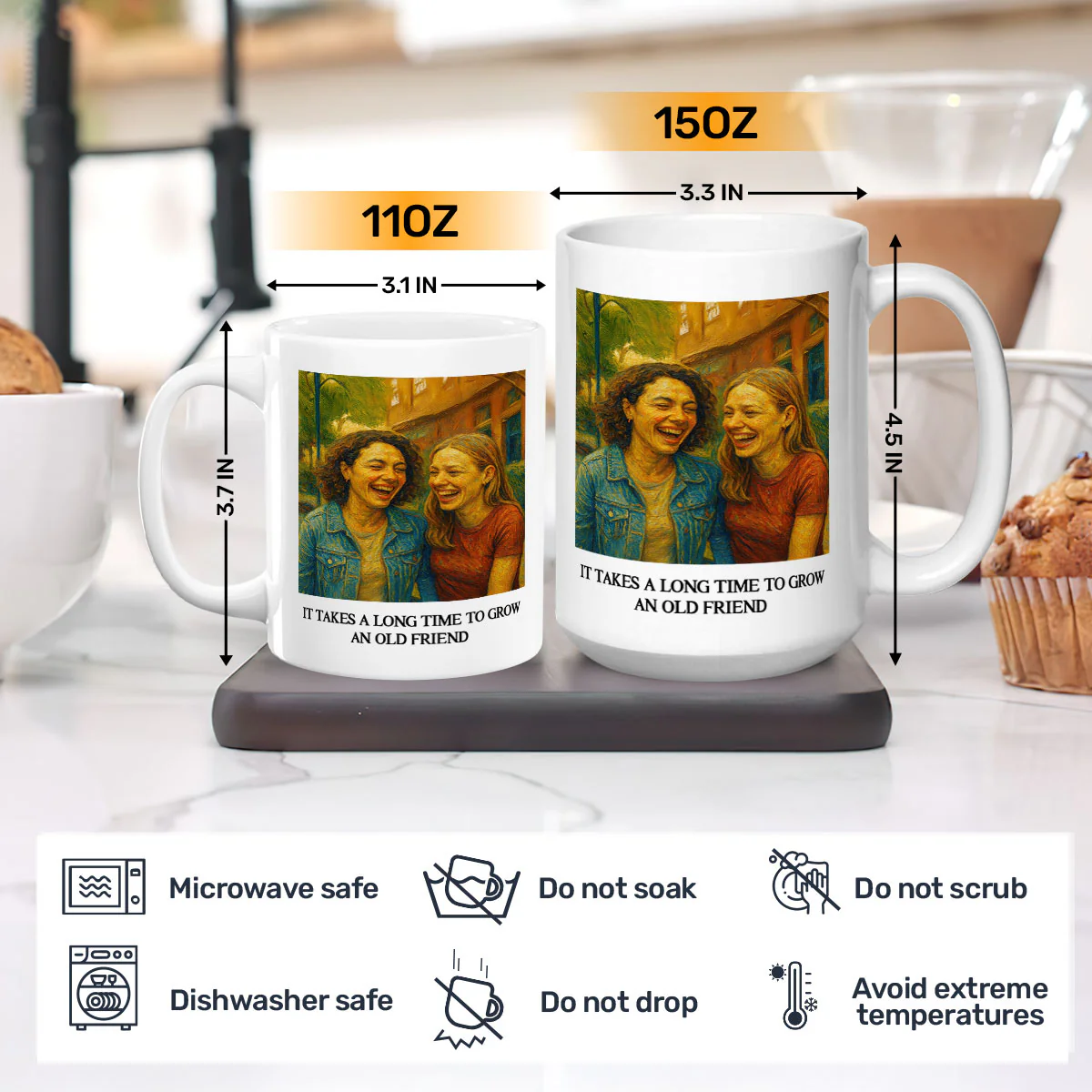 It Takes A Long Time To Grow An Old Friend - Personalized Ceramic Coffee Mug - Image 3