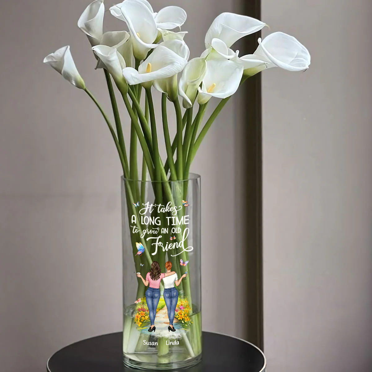 It Takes A Long Time  To Grow An Old Friend - Personalized Glass Vase - Image 5