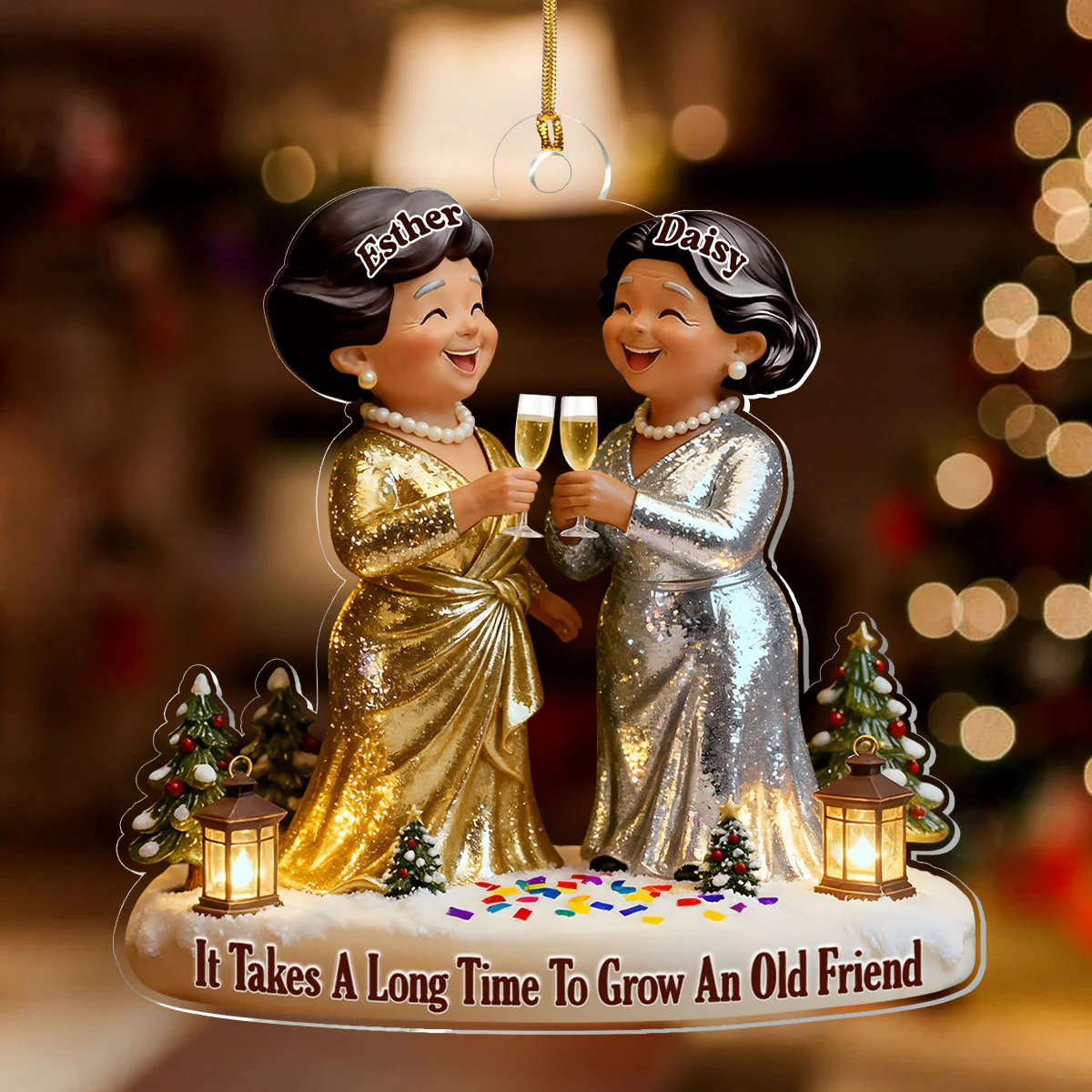 It Takes A Long Time To Grow Old Friends  - Personalized 1-Layer Acrylic Ornament - Image 2