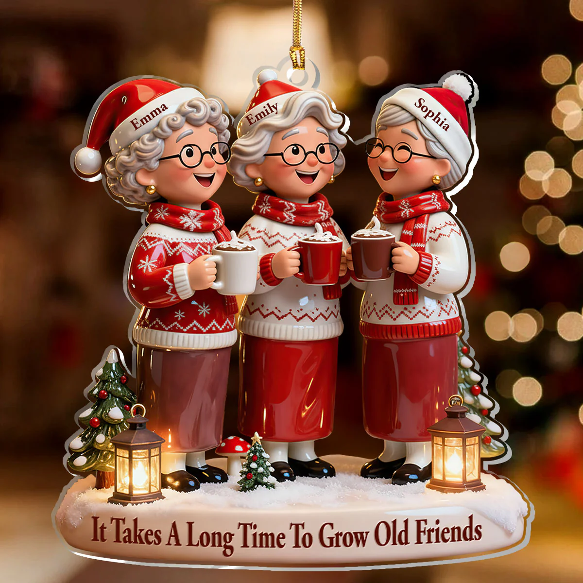 It Takes A Long Time To Grow Old Friends - Personalized 1-Layer Acrylic Ornament - Image 2