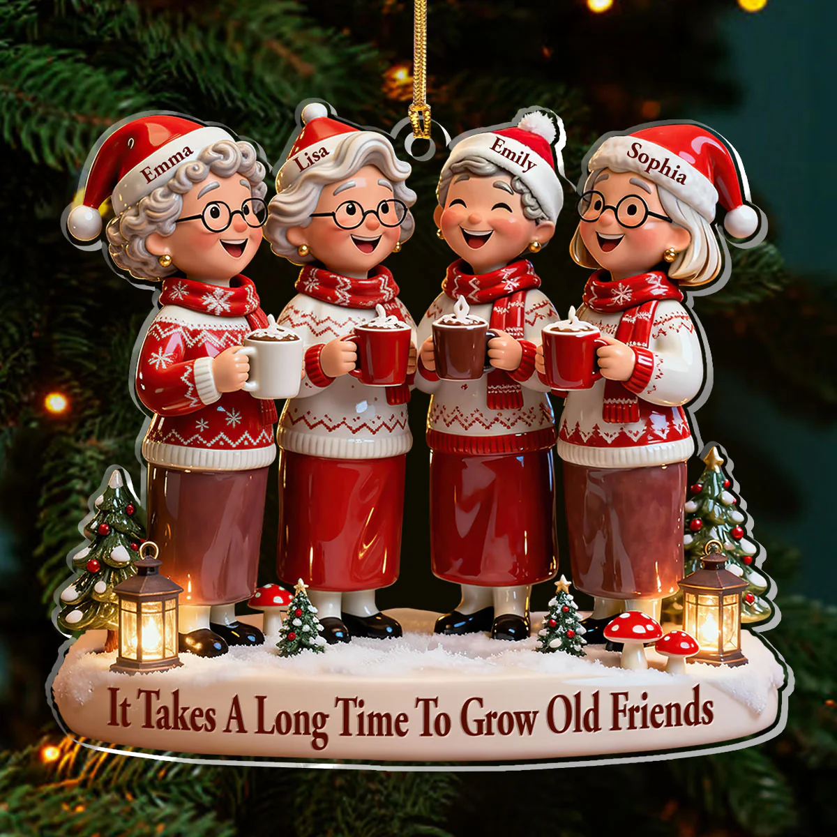 It Takes A Long Time To Grow Old Friends - Personalized 1-Layer Acrylic Ornament - Image 3
