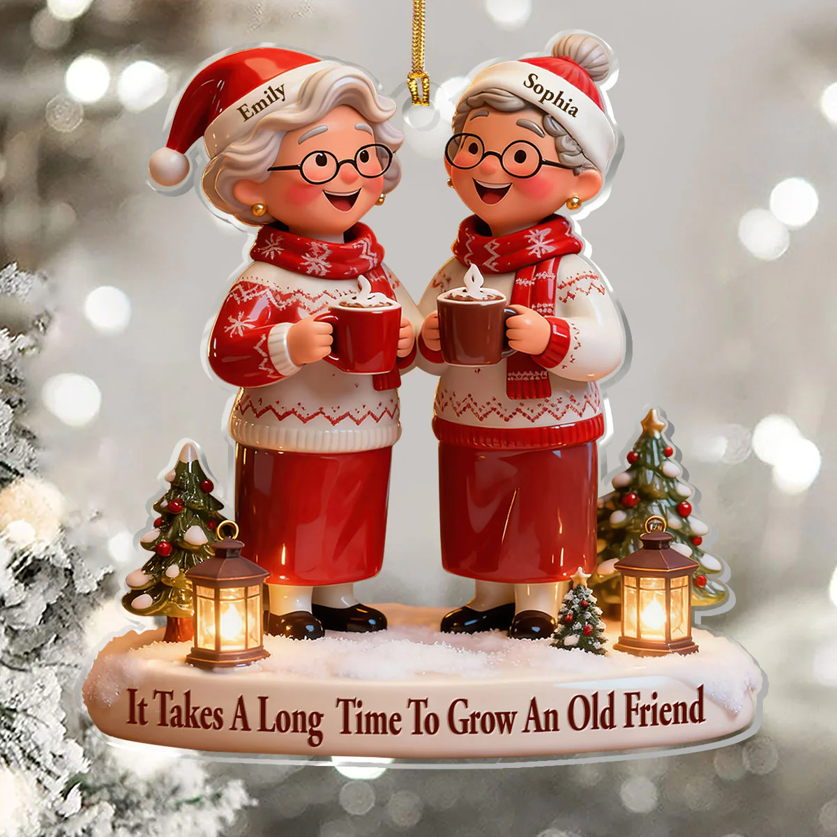 It Takes A Long Time To Grow Old Friends - Personalized 1-Layer Acrylic Ornament - Image 5