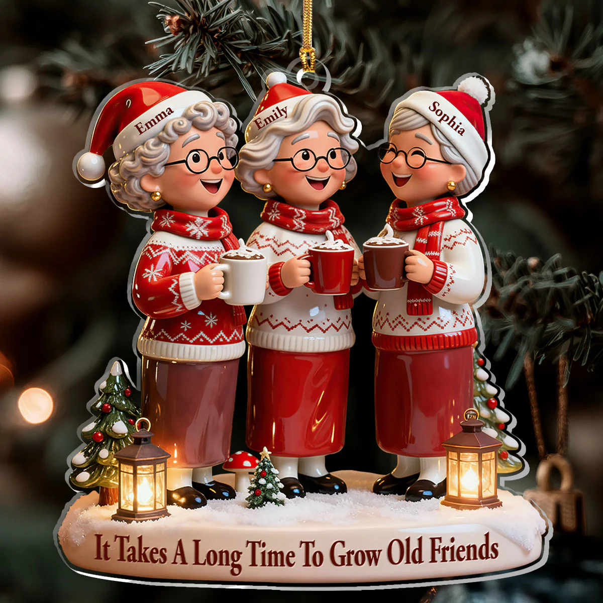 It Takes A Long Time To Grow Old Friends - Personalized 1-Layer Acrylic Ornament - Image 6