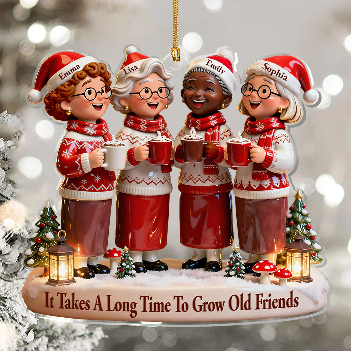 It Takes A Long Time To Grow Old Friends - Personalized 1-Layer Acrylic Ornament - Image 5